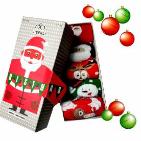 JIEERLI / Подарочный набор носки с принтом "MERRY CHRISTMAS"