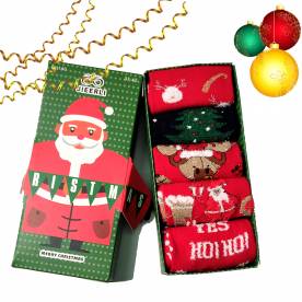 JIEERLI / Подарочный набор носки с принтом "MERRY CHRISTMAS"
